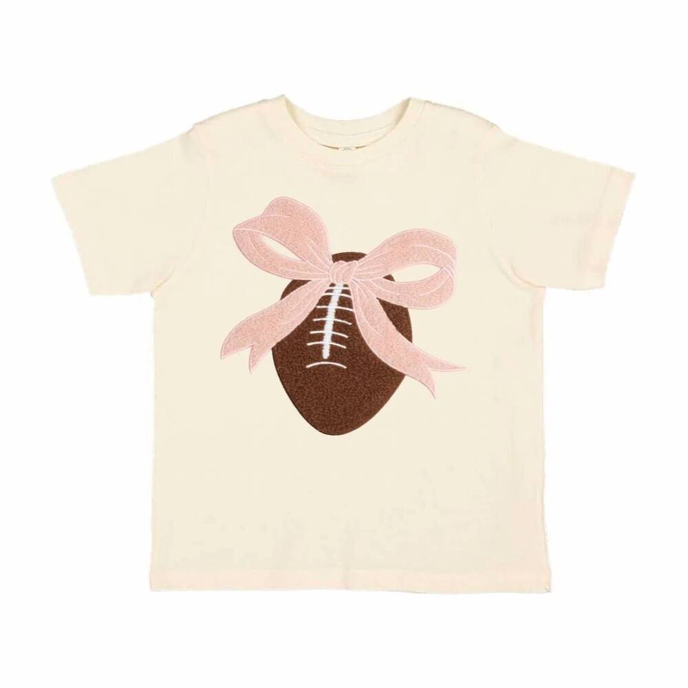 NEW SWEET WINK girl's coquette football patch t-shirt in cream multi